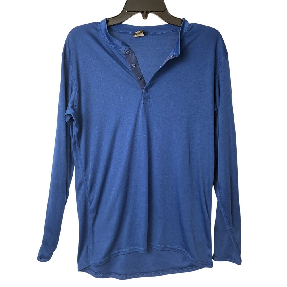 Vintage Patagonia Capilene Snap Front Henley Shirt Mens Medium Blue Made in USA